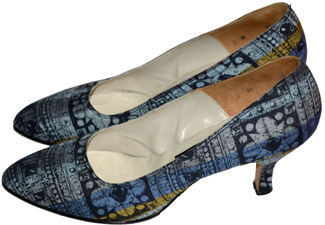 1950's Batik Style Danseur Vintage Shoes Expressly for Delman 8M