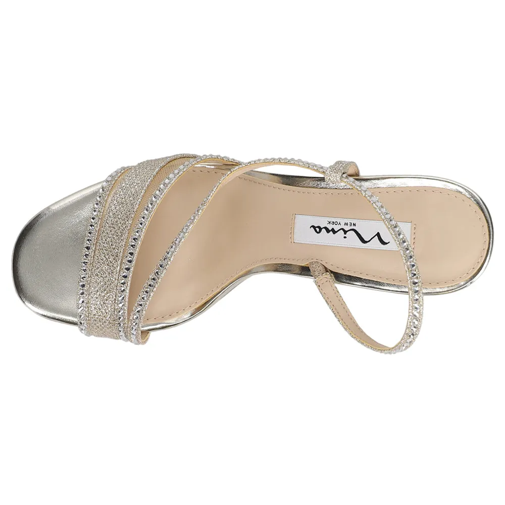 Abbi Metallic Rhinestone Wedding Sling Back Sandals