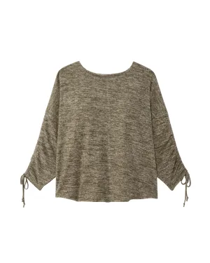 Alfie Sweater Knit Top With Tie Sleeves | Olive Green / Light Green