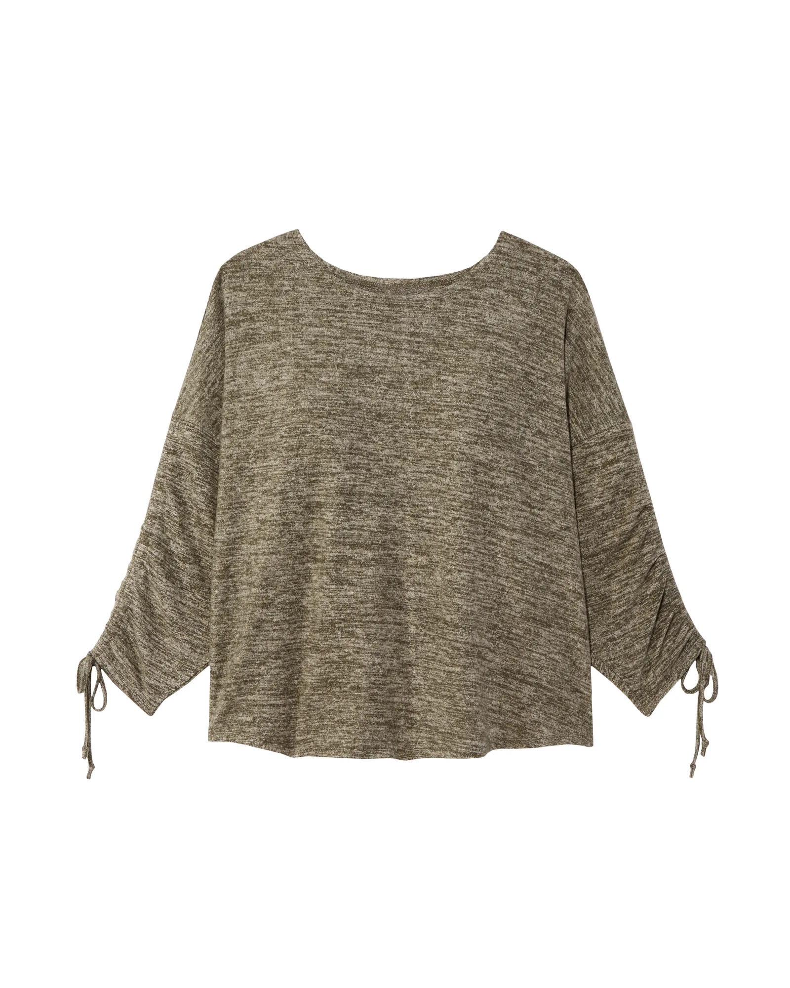 Alfie Sweater Knit Top With Tie Sleeves | Olive Green / Light Green