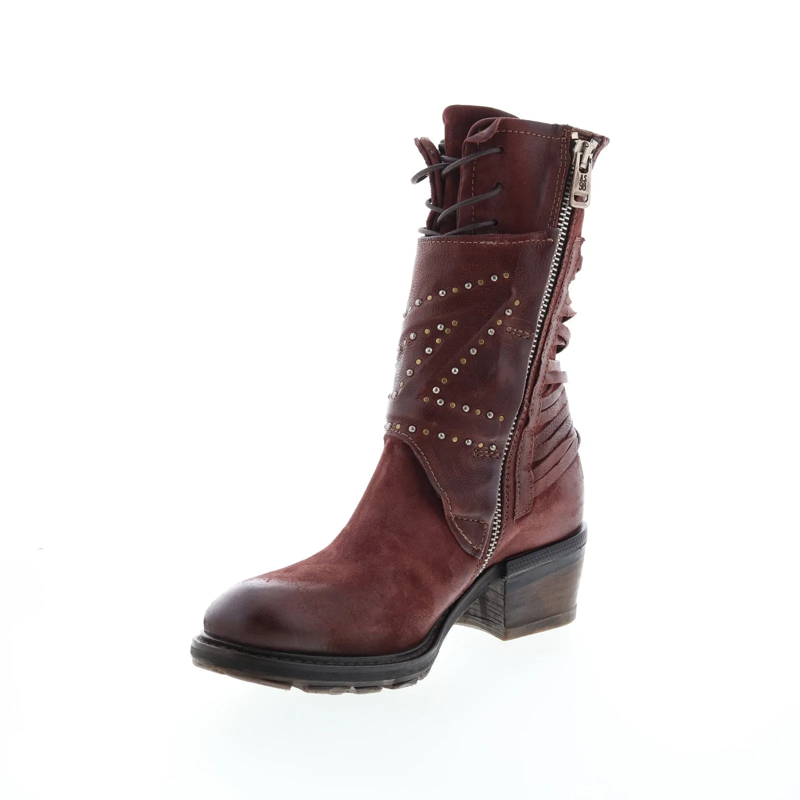 A.S.98 Callhoun A22208-101 Womens Burgundy Leather Casual Dress Boots