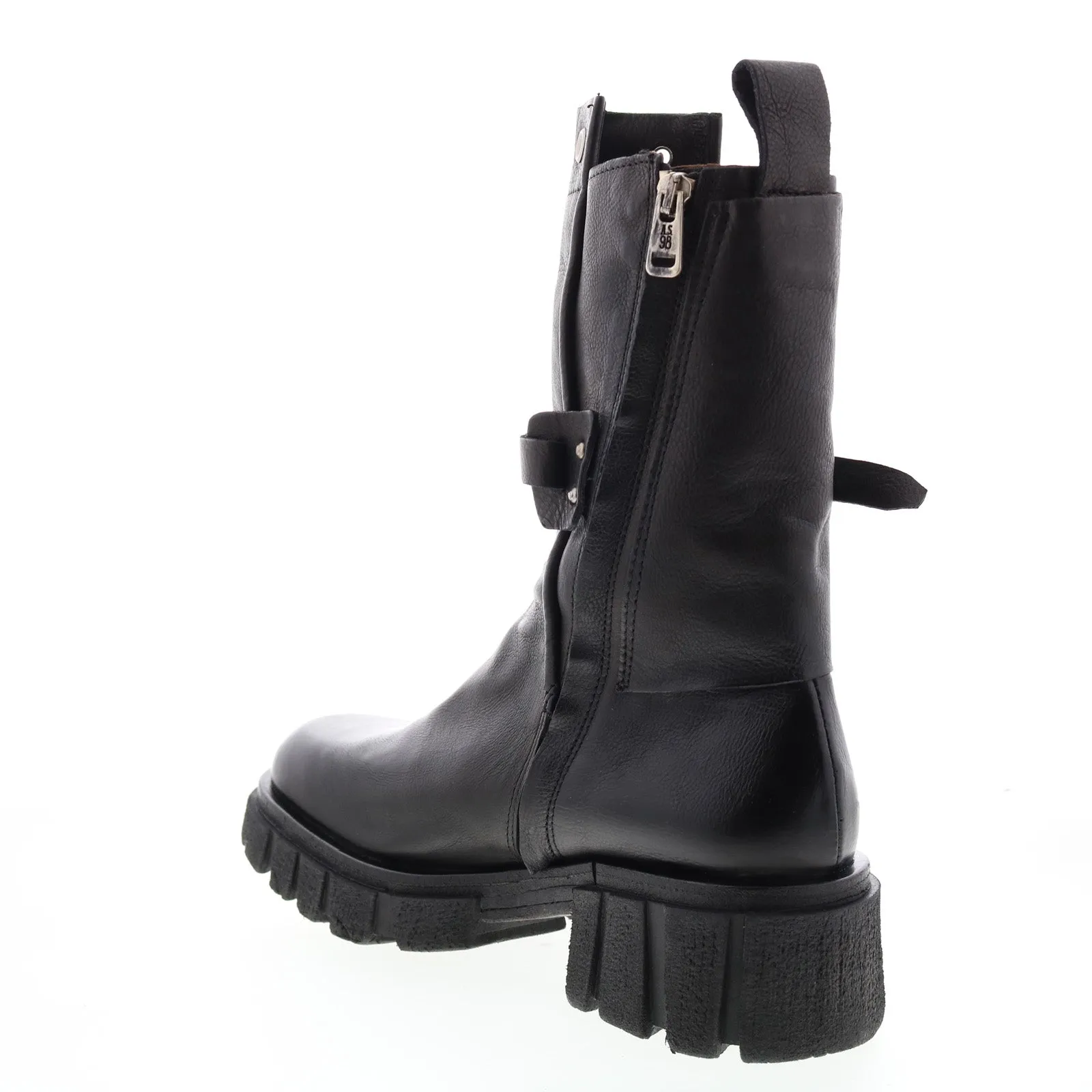 A.S.98 Hallsey A54202-101 Womens Black Leather Hook & Loop Mid Calf Boots