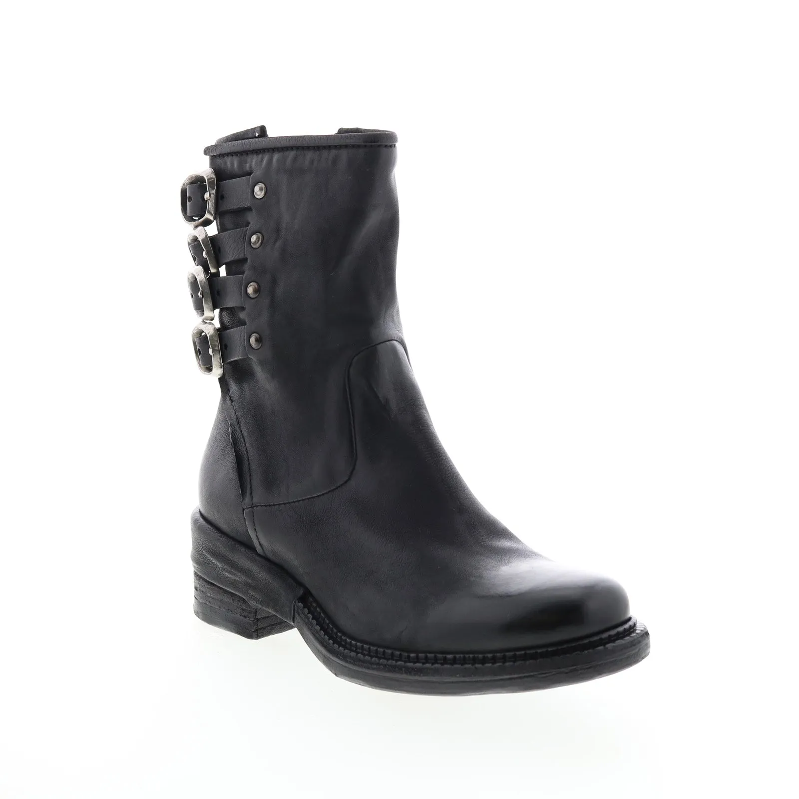 A.S.98 Spero A23215-301 Womens Black Leather Hook & Loop Casual Dress Boots