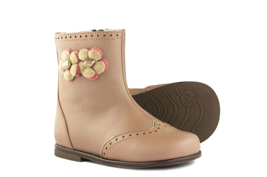 Beberlis Girls Pink Boot with Flowers