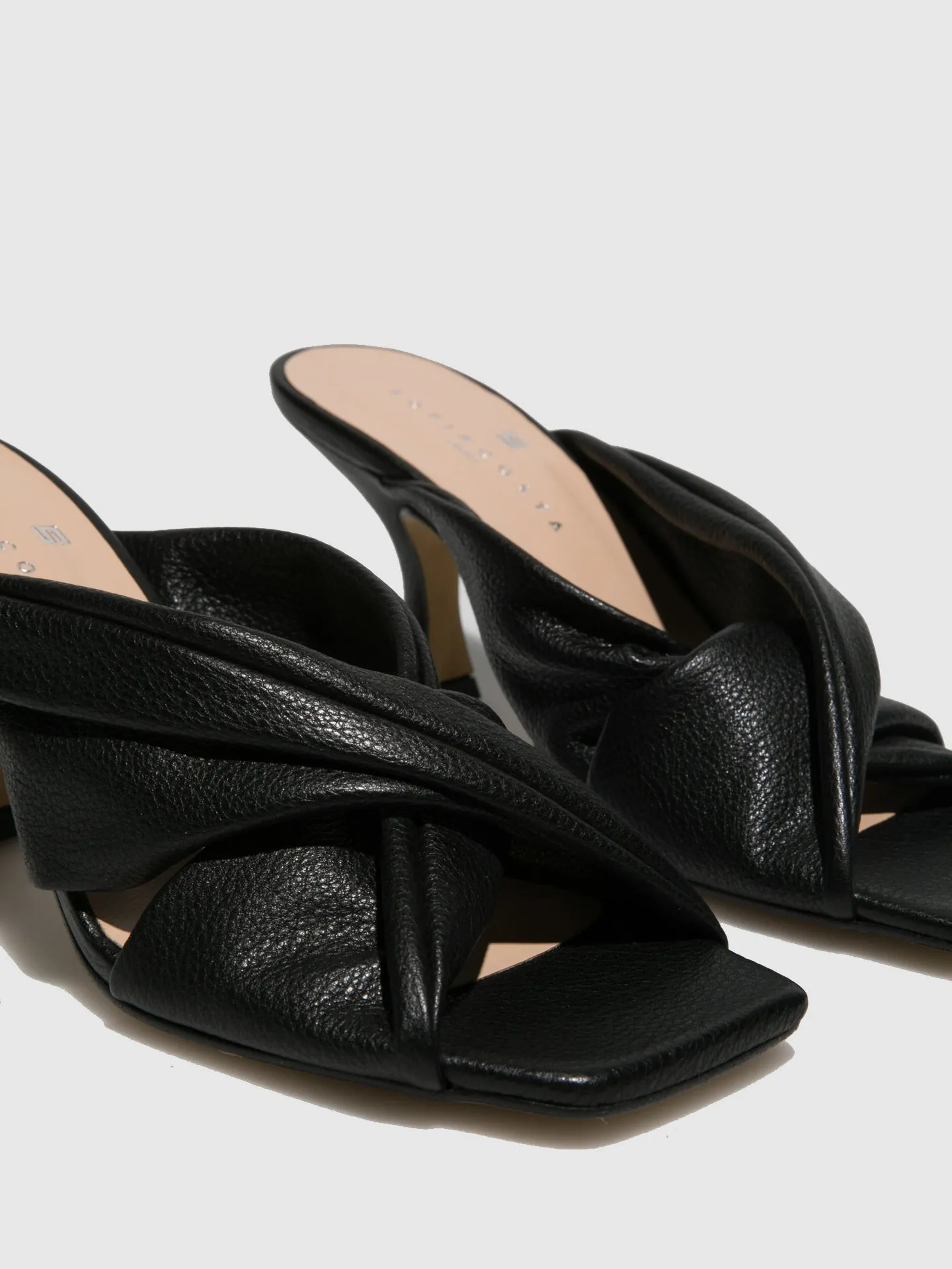 Black Kitten Heel Mules