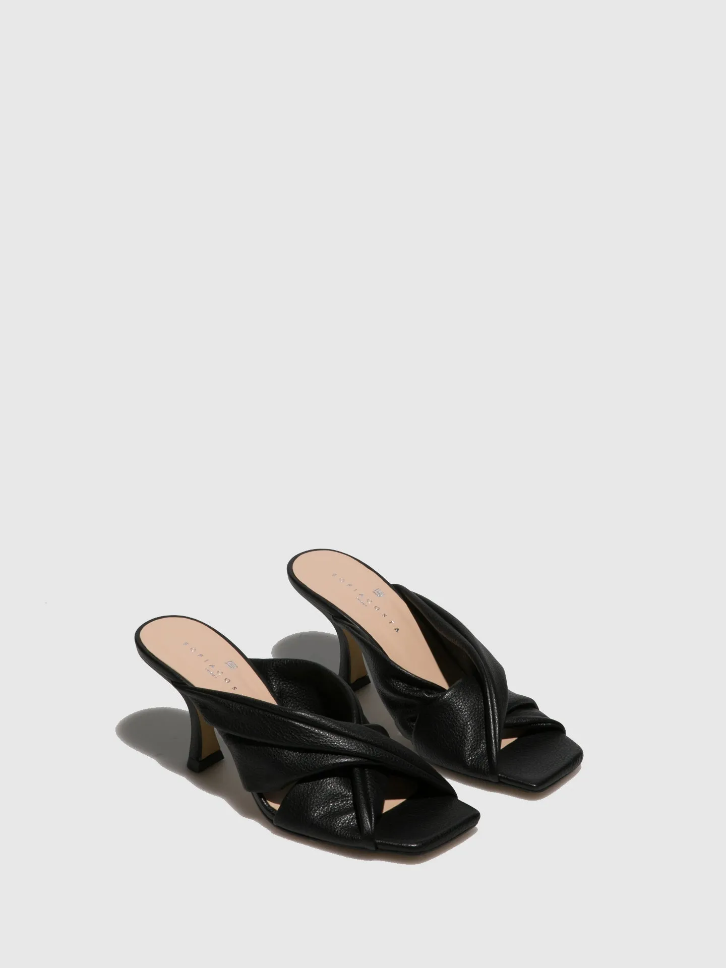 Black Kitten Heel Mules