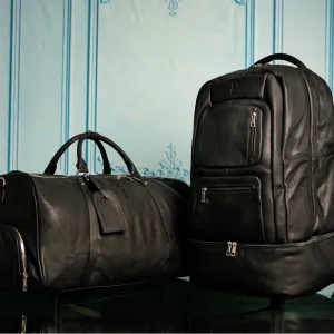 Black Tumbled Leather Signature Bag Set (Signature and Duffle Bag)