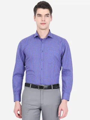 Blue & Orange Checked Regular Fit Formal Shirt | JadeBlue