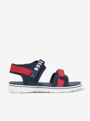 BOSS Boys Logo Strap Sandals In Navy