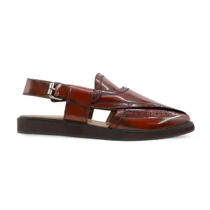 Bromo - Men's Oxblood Box Leather High Shine Sandal