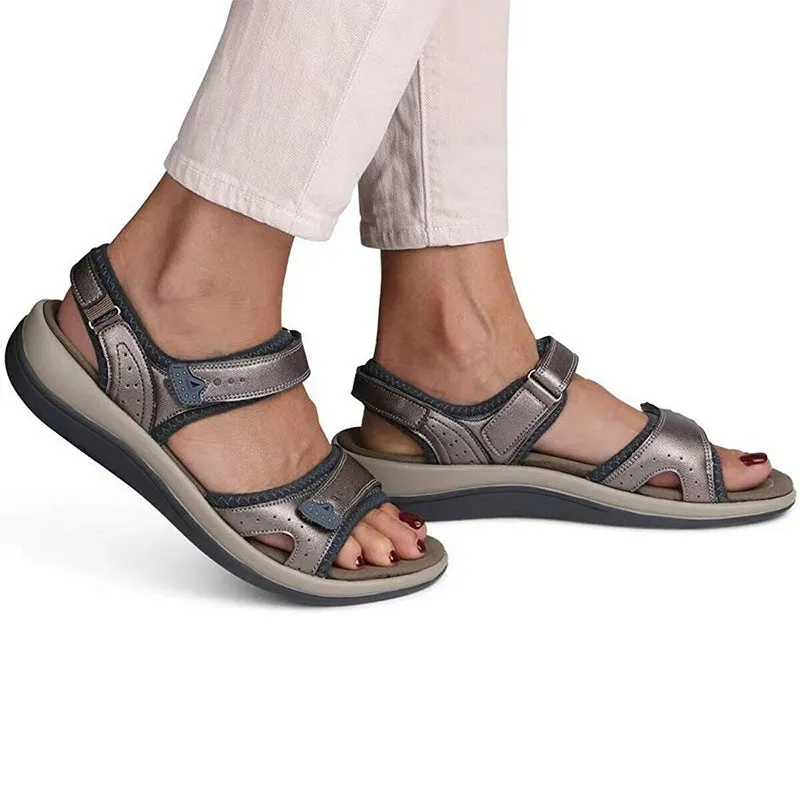 Casual Comfort Flat Fish Mouth Hollow Velcro Beach Sandals