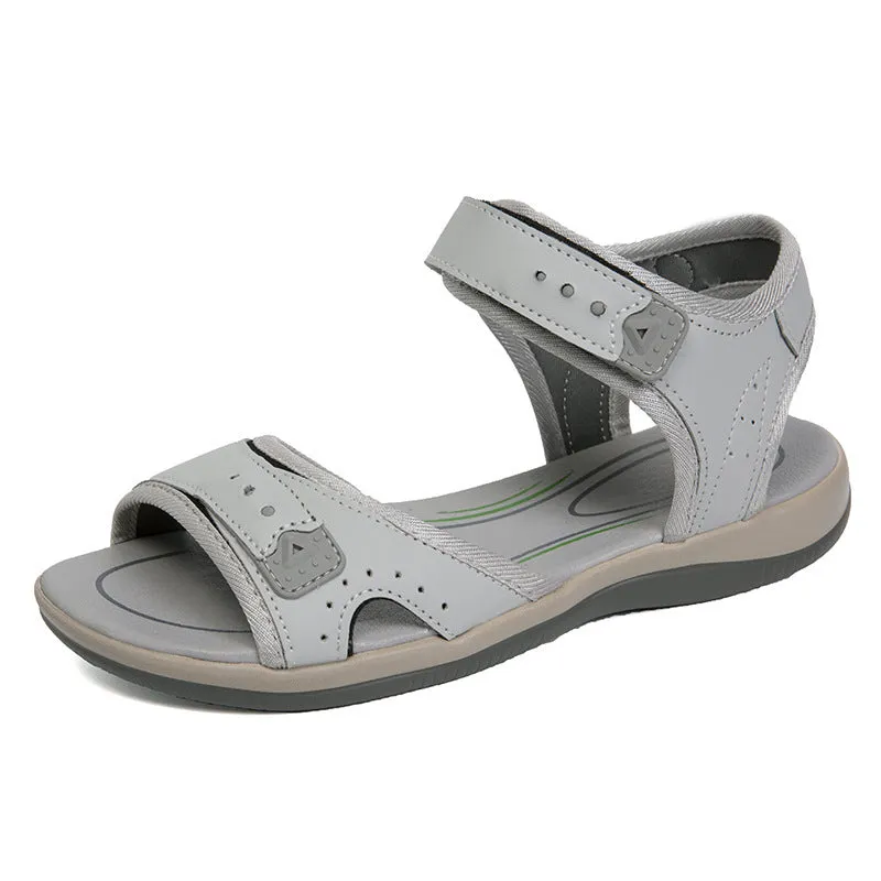 Casual Comfort Flat Fish Mouth Hollow Velcro Beach Sandals