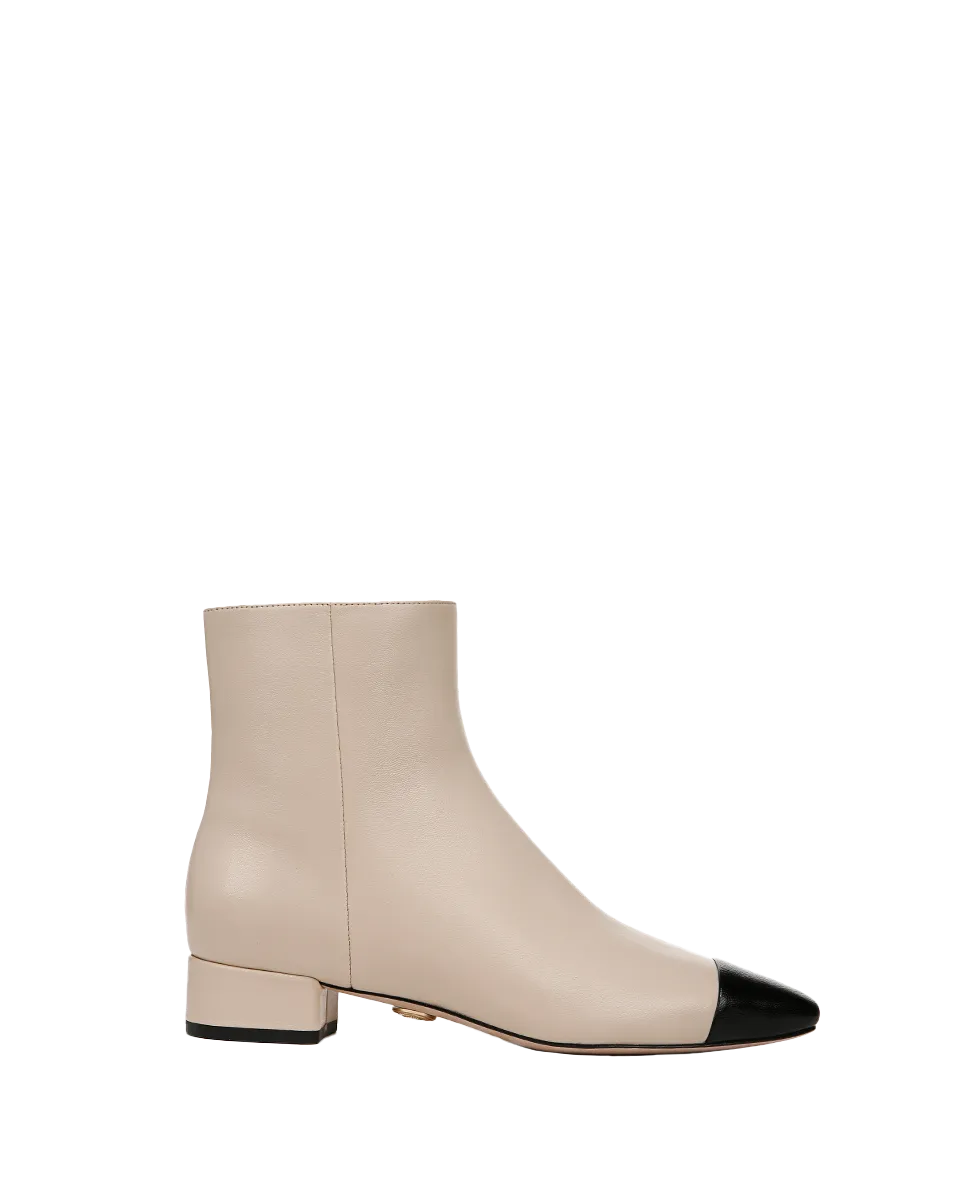 Cecile Leather Cap-Toe Bootie