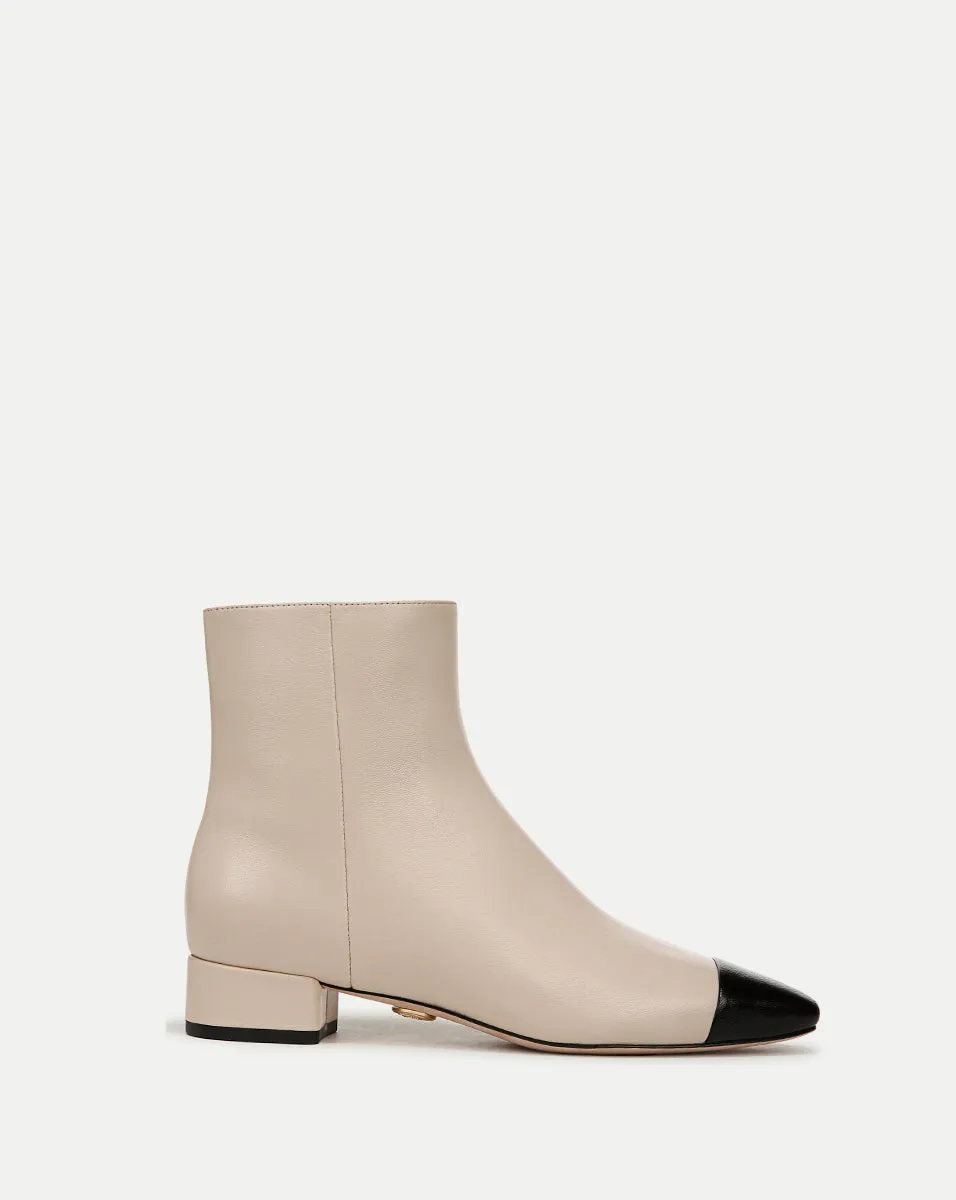 Cecile Leather Cap-Toe Bootie