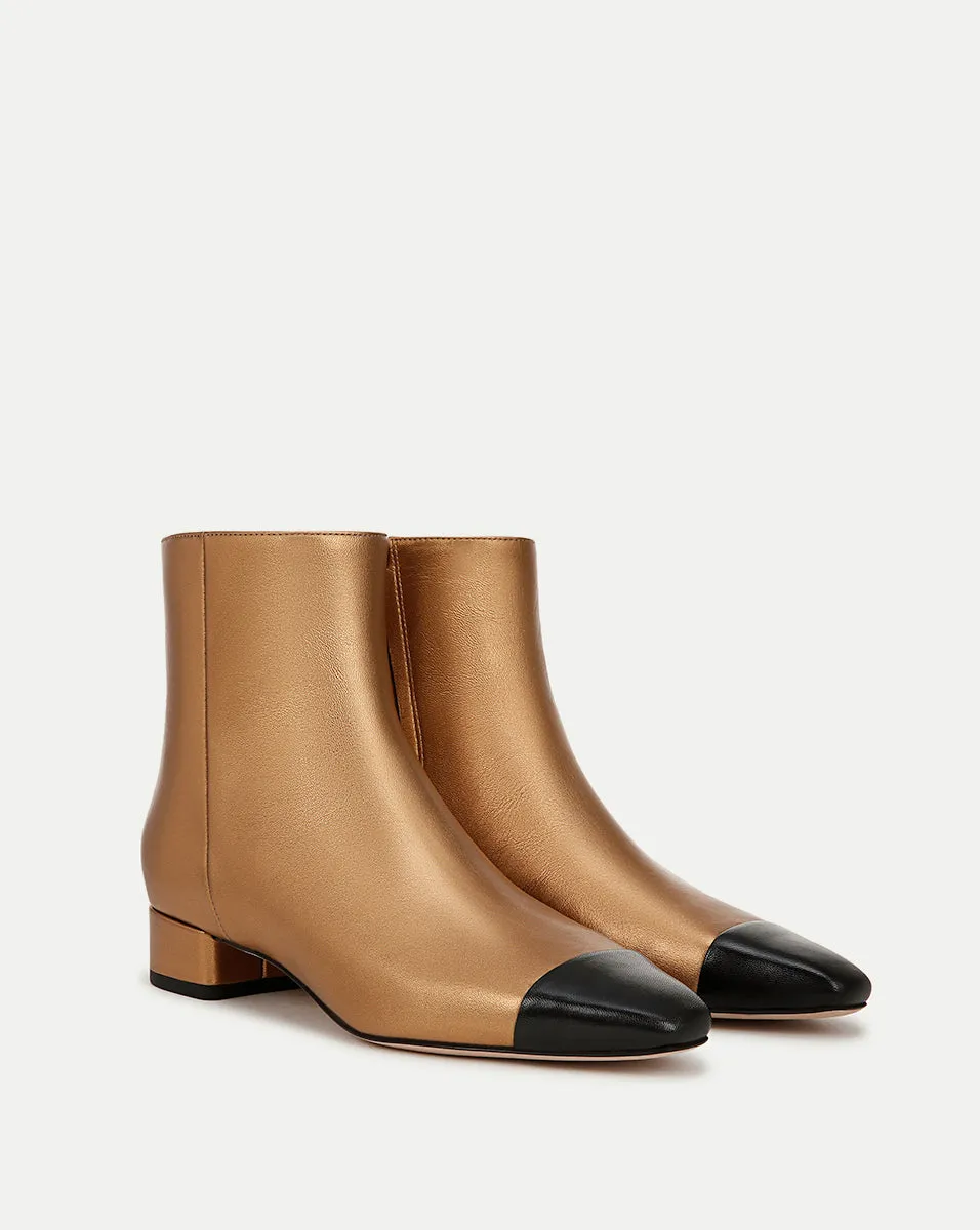 Cecile Leather Cap-Toe Bootie