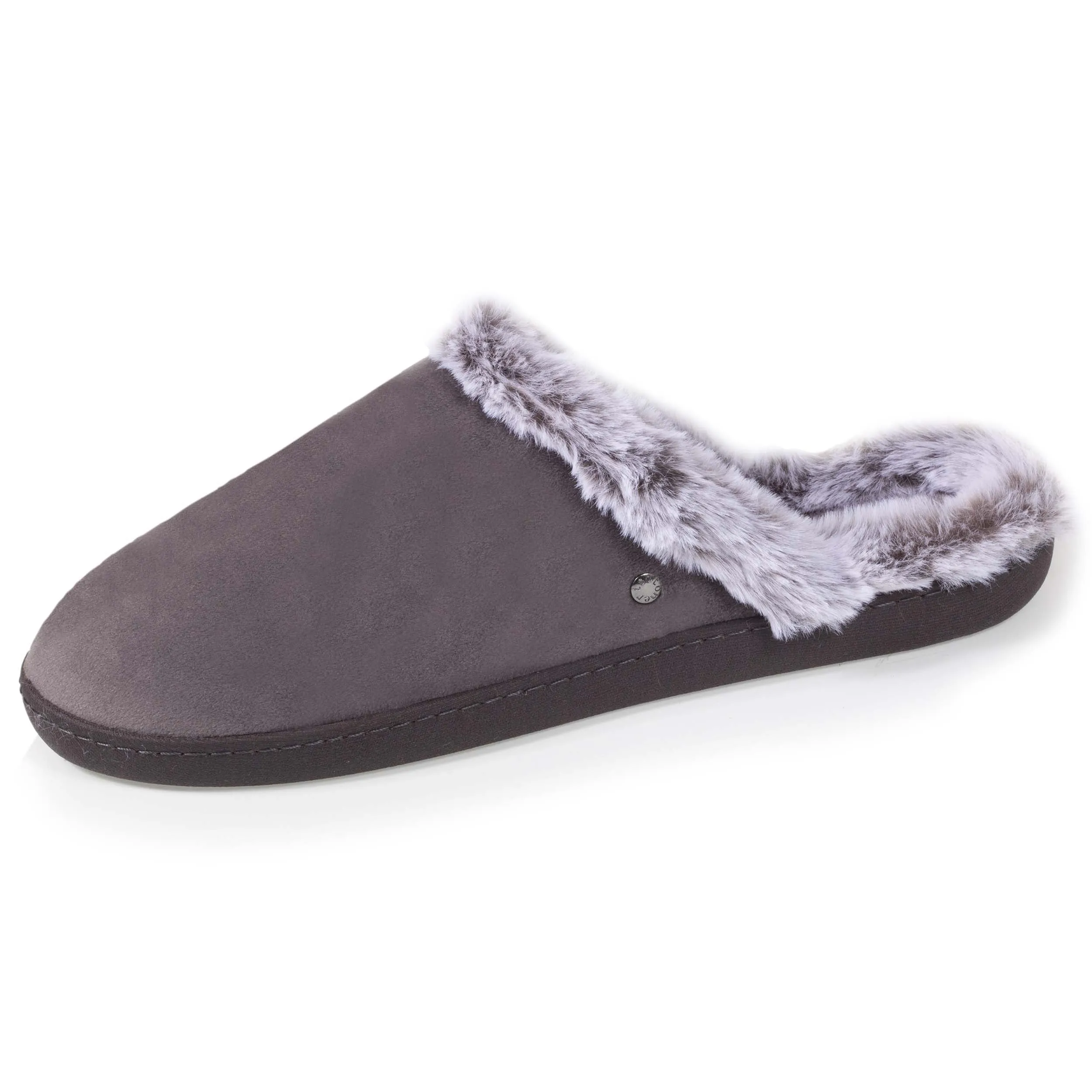 Chaussons mules Femme Fourrées Gris Foncé