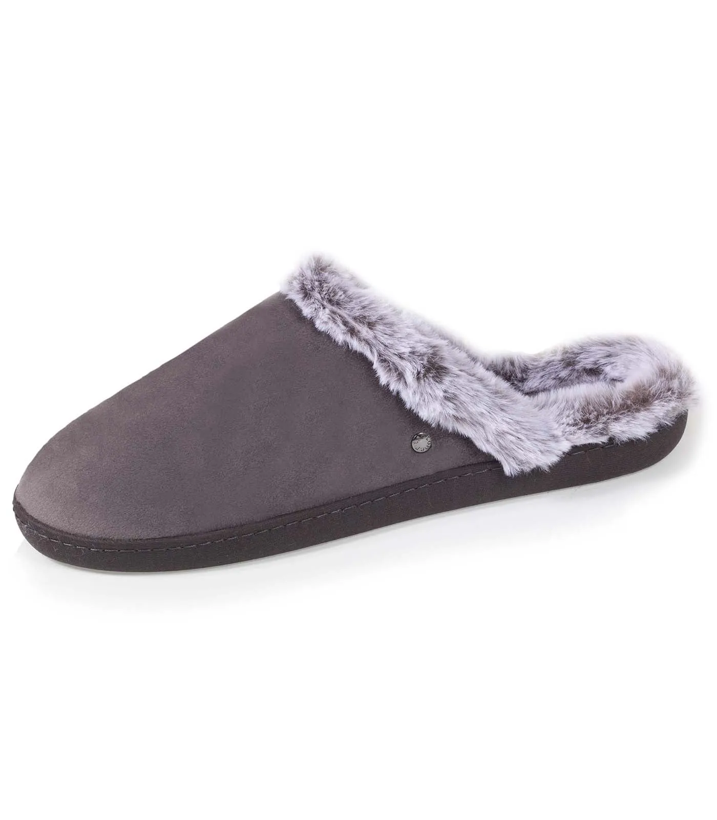 Chaussons mules Femme Fourrées Gris Foncé