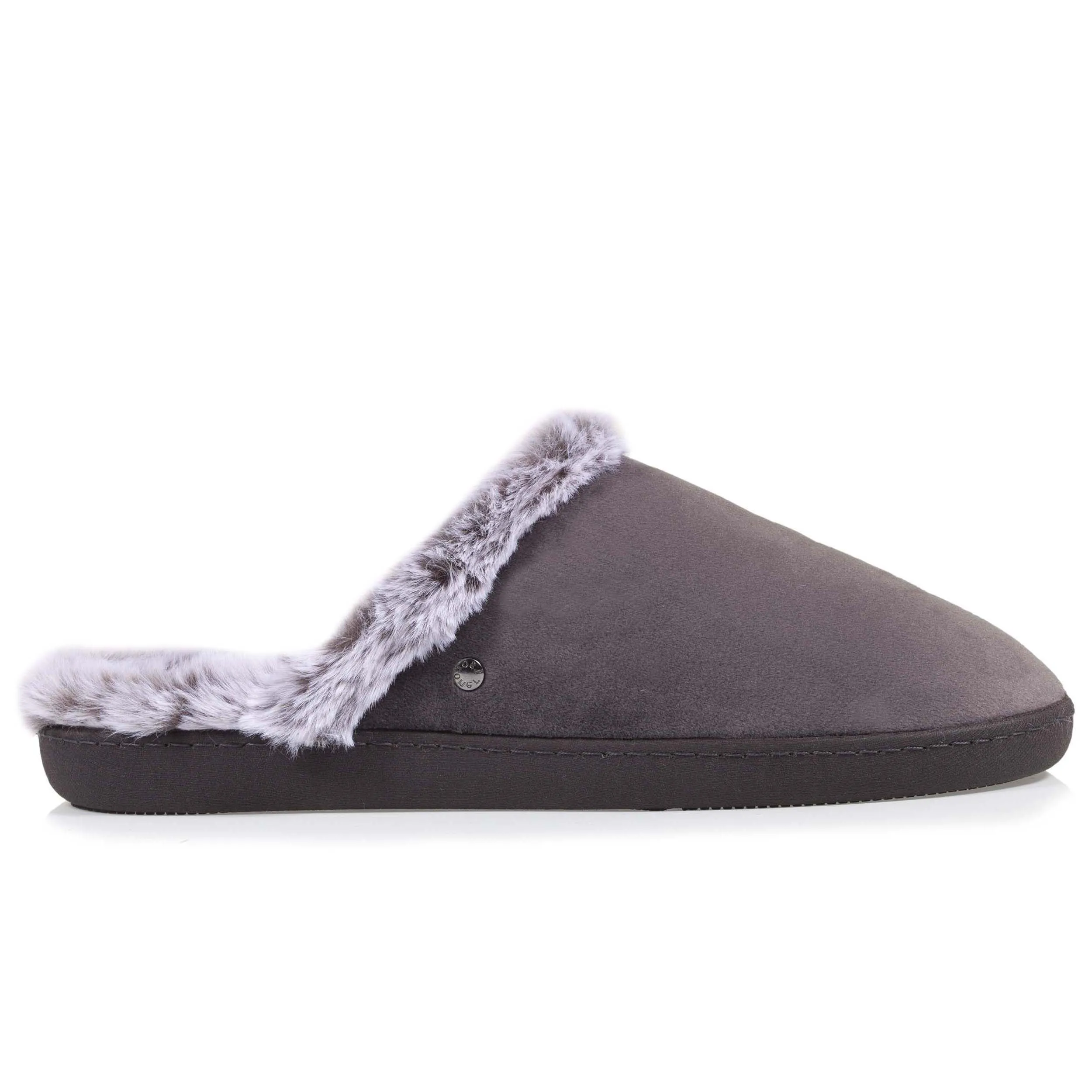 Chaussons mules Femme Fourrées Gris Foncé