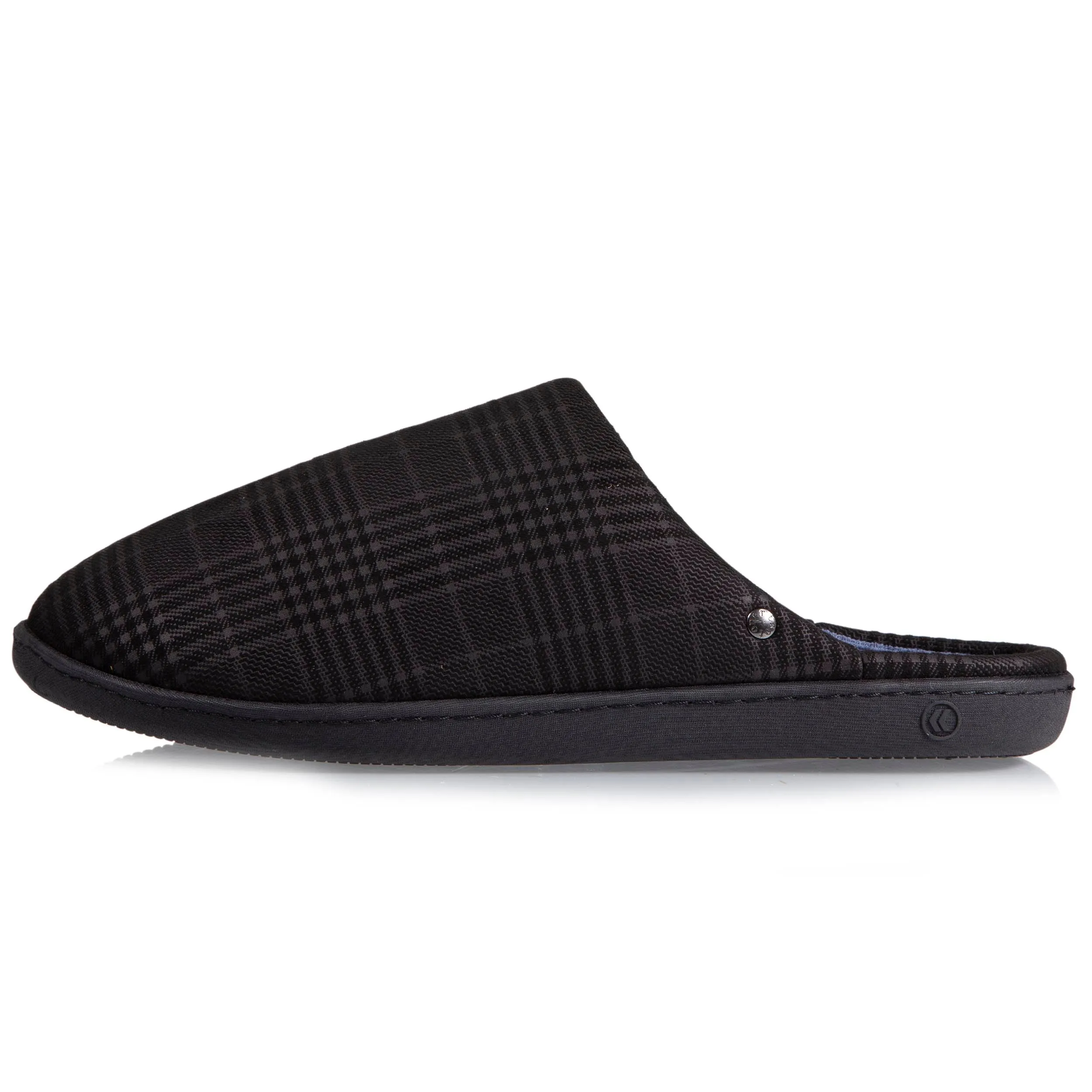 Chaussons mules Homme Noir tartan