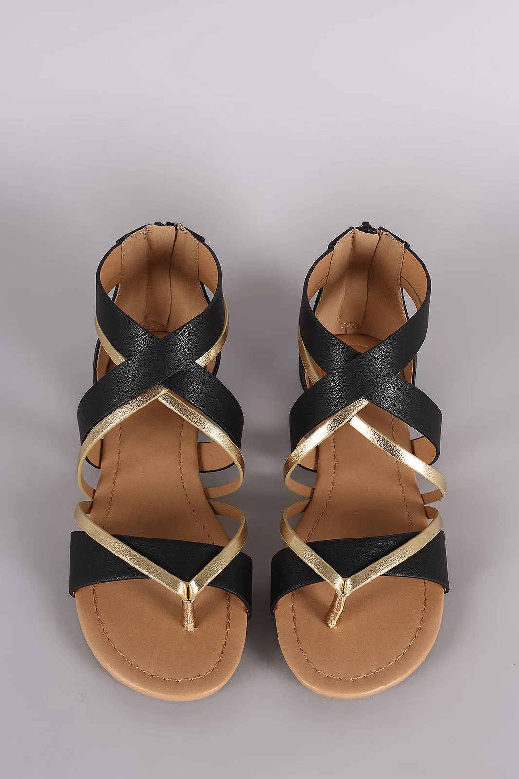 City Classified Two Tone Crisscross Flat Sandal