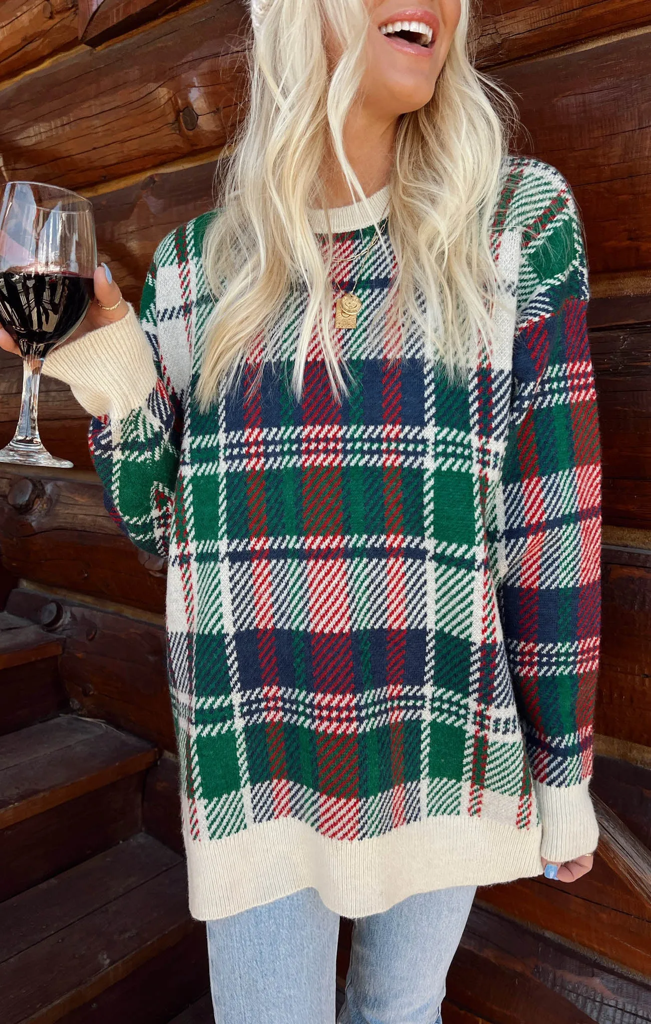 Ember Tunic Sweater ~ Holiday Plaid Knit