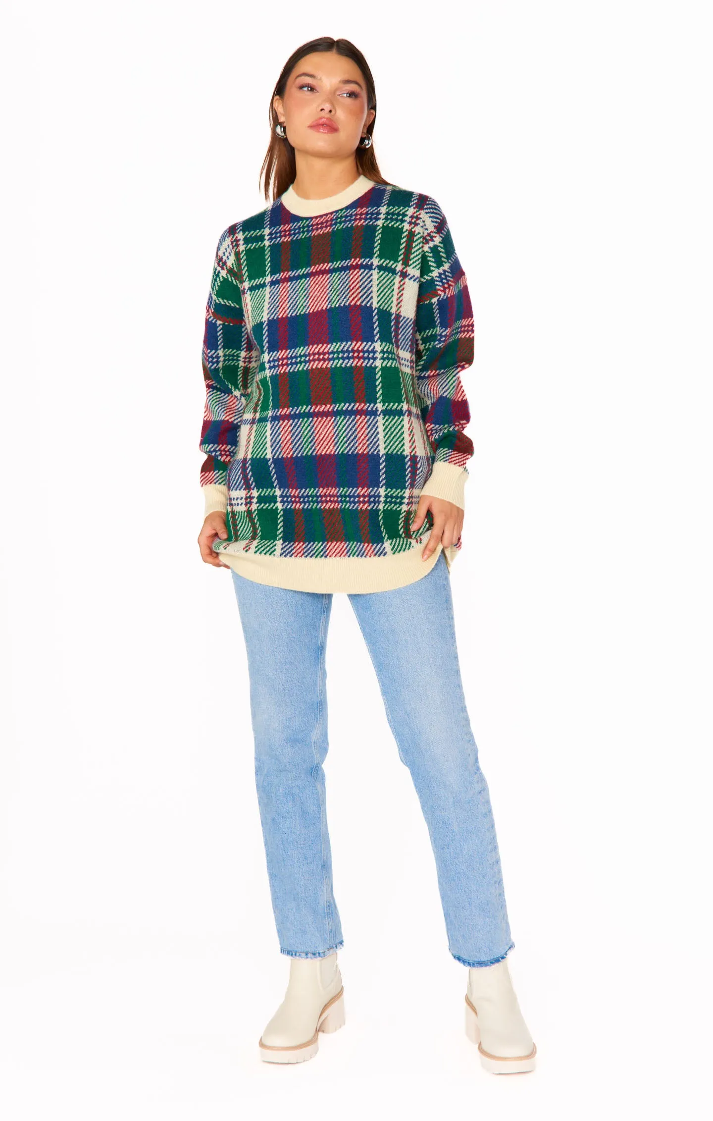 Ember Tunic Sweater ~ Holiday Plaid Knit