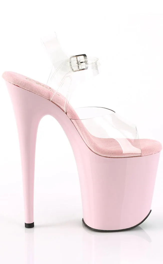 FLAMINGO-808C Clear & Baby Pink Platform Heels