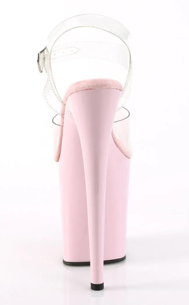 FLAMINGO-808C Clear & Baby Pink Platform Heels