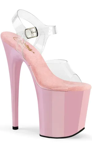 FLAMINGO-808C Clear & Baby Pink Platform Heels