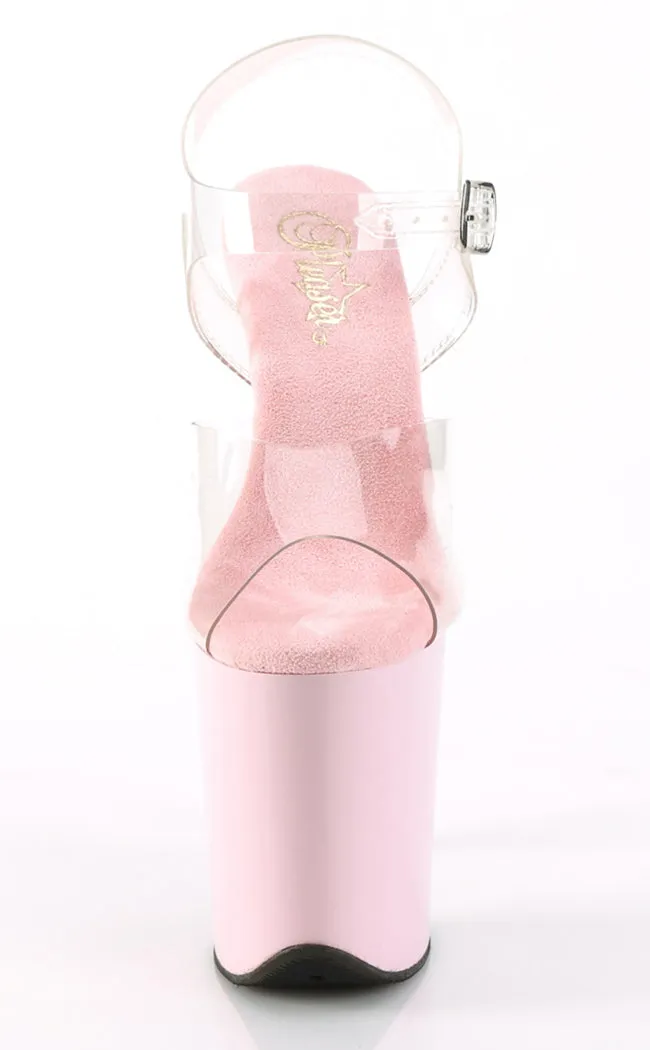 FLAMINGO-808C Clear & Baby Pink Platform Heels