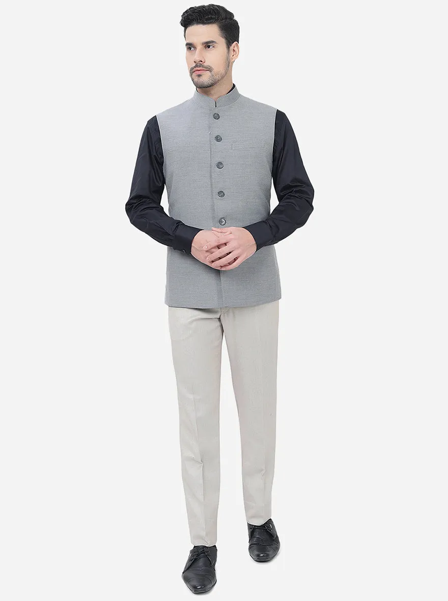 Grey Solid Regular Fit Modi Jacket | JadeBlue