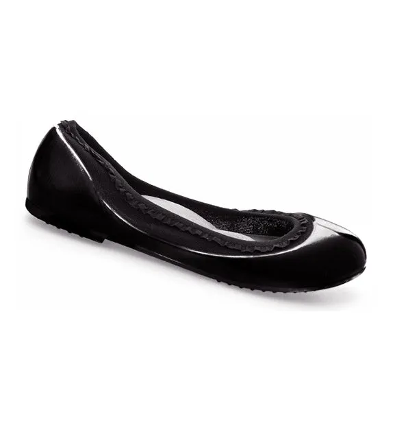 ja-vie black ruffle jelly flats shoes