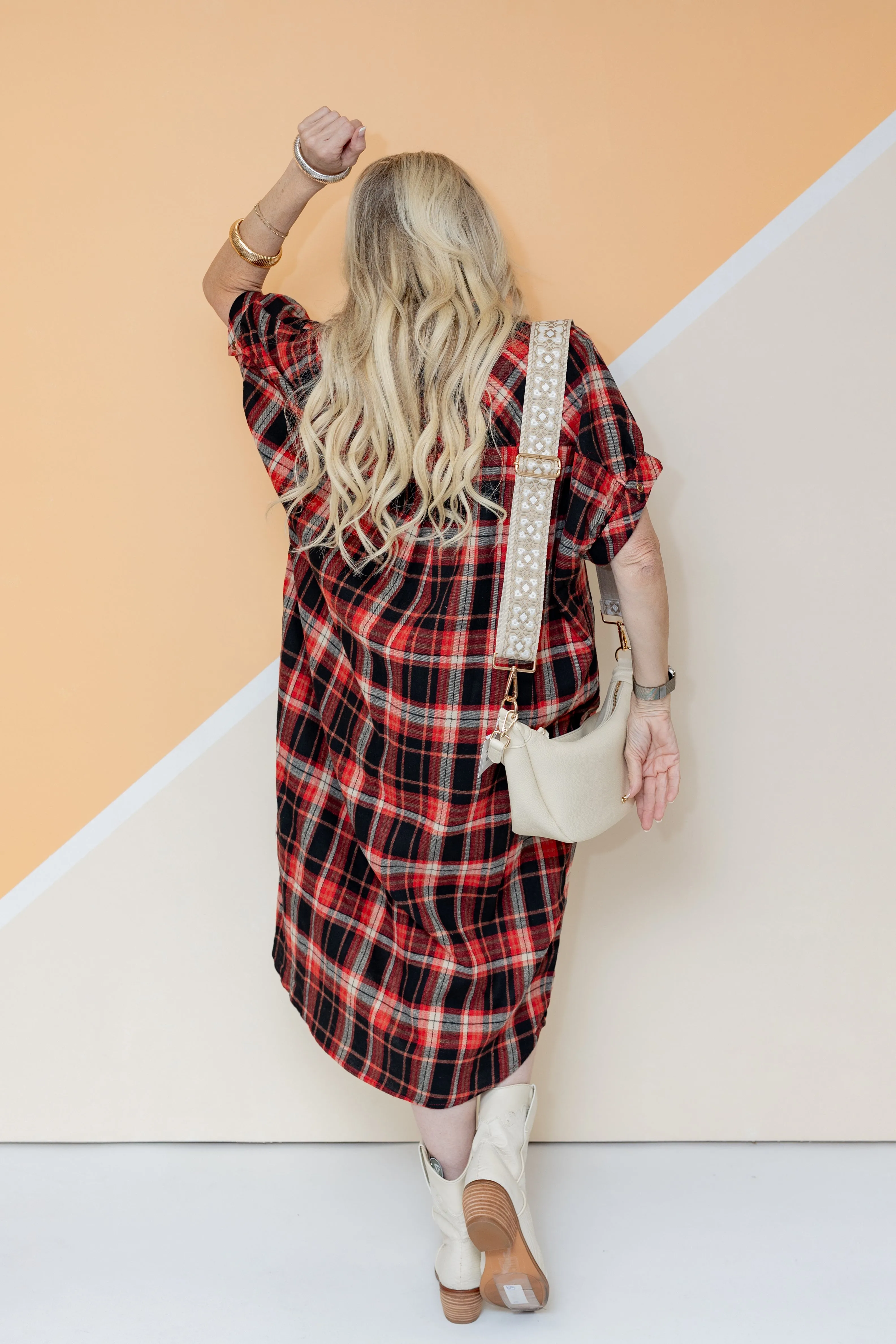 Just In Time Plaid Midi Dress