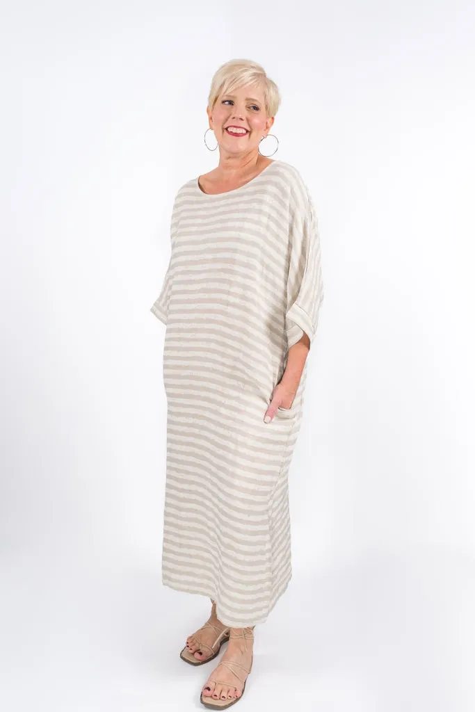 Kasia Cabana Stripe Linen Dress (DSS119) - FINAL SALE