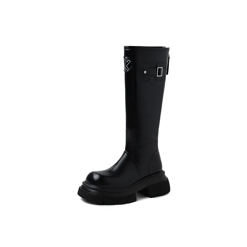 LuxeLeather Round Toe Chic High Boots