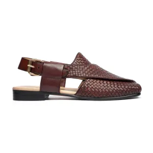 Manami - Men's Reddish Brown Hand Woven Calf Leather Sandal