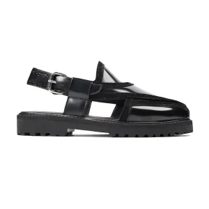 Masumi - Men's Black Box Leather High Shine Sandal