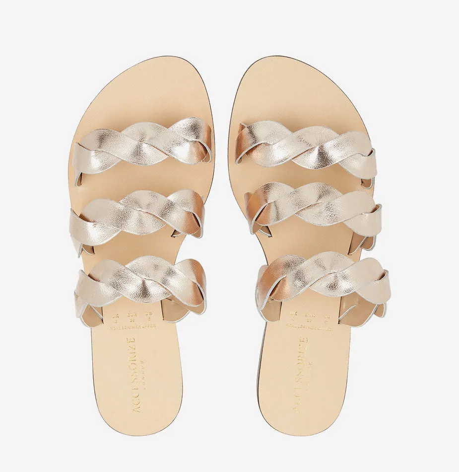 Metallic Twist Strap Sandals