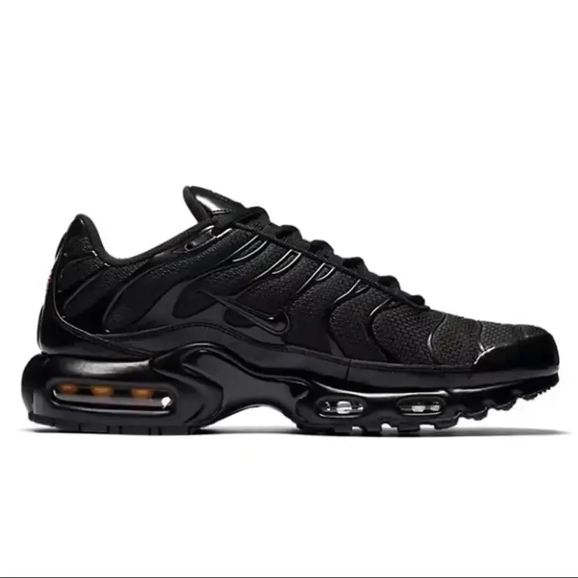 Nike Air Max Plus TN Triple Black Low Top Running Shoes for Men and Women Unisex