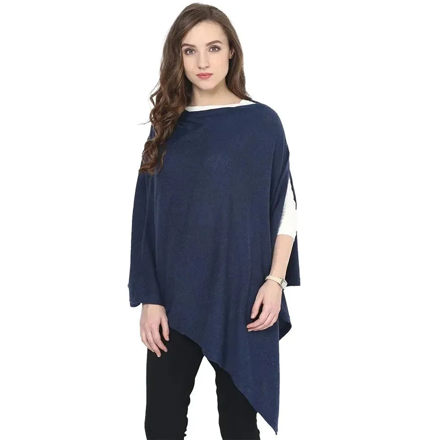 Pluchi Knitted Nursing Poncho Rosette (Navy Melange)