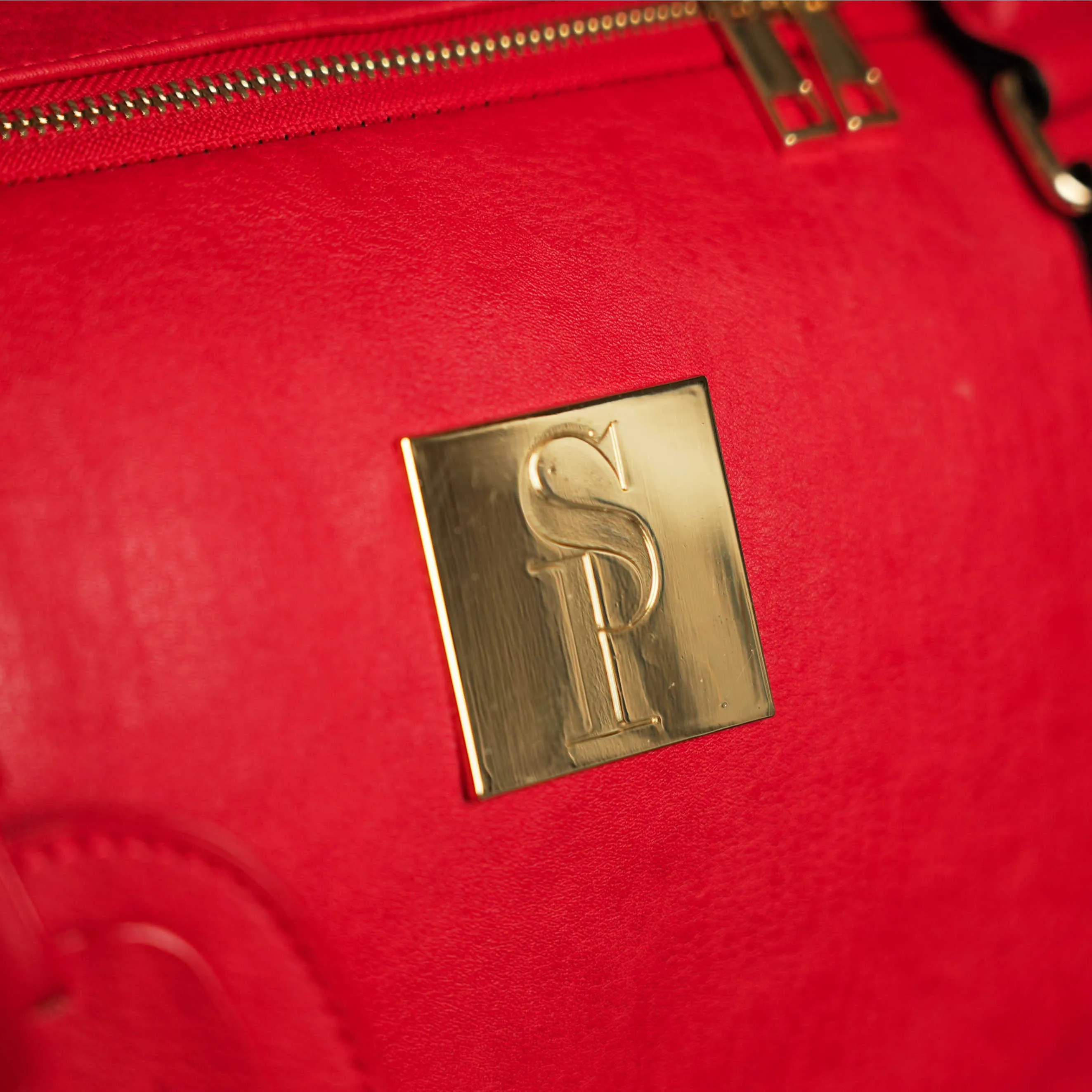 Red Tumbled Leather Duffle Bag (New Weekender Design)