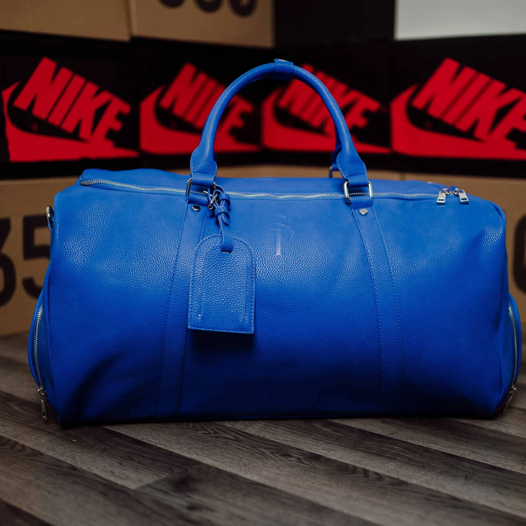 Royal Blue Leather 3 Bag Set