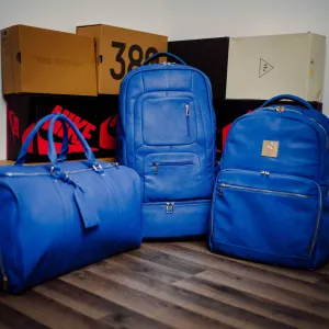 Royal Blue Leather 3 Bag Set