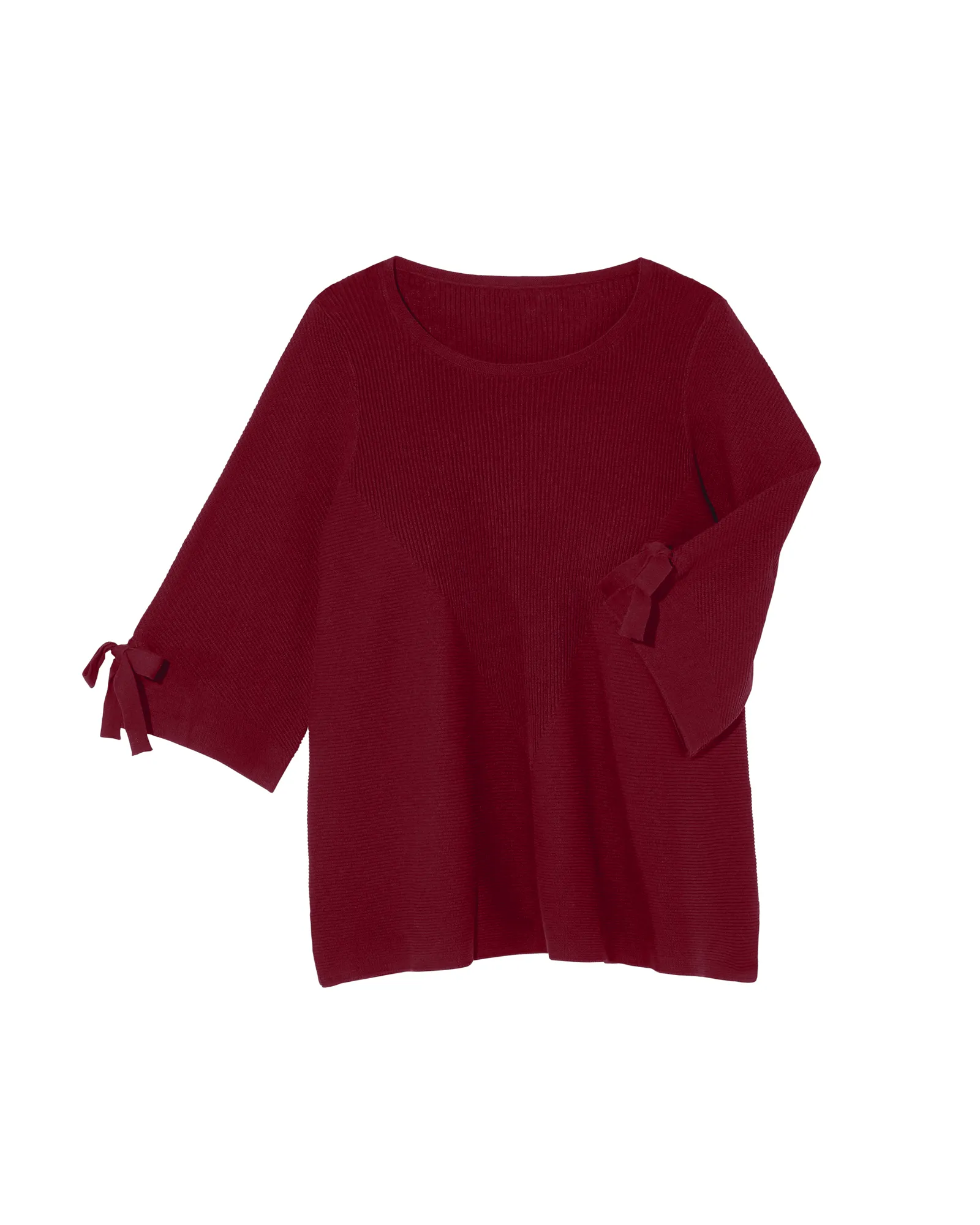 Sandy 3/4 Sleeve Sweater with Bows | Burgundy