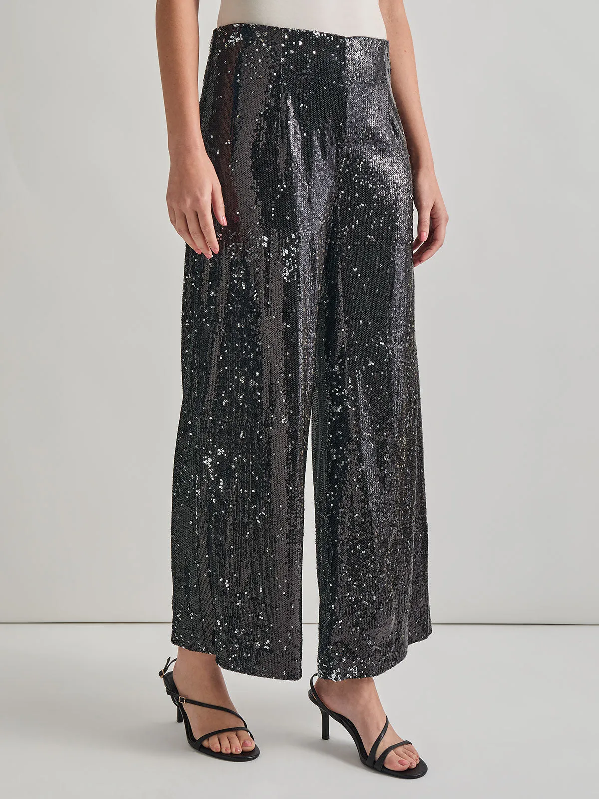 Sequin Novelty Woven Wide Leg Pant