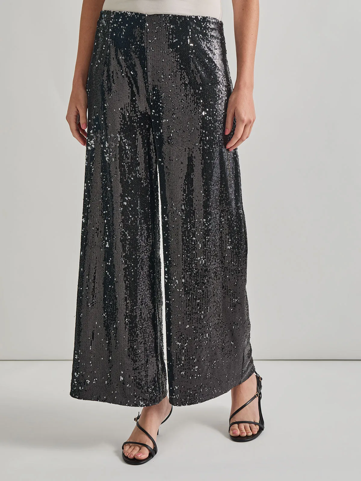 Sequin Novelty Woven Wide Leg Pant