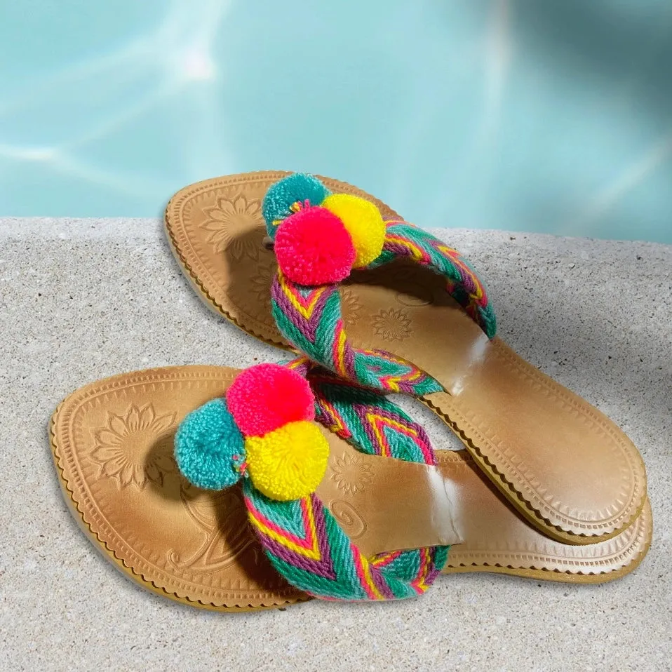 Summer Solstice Pom Pom Sandals