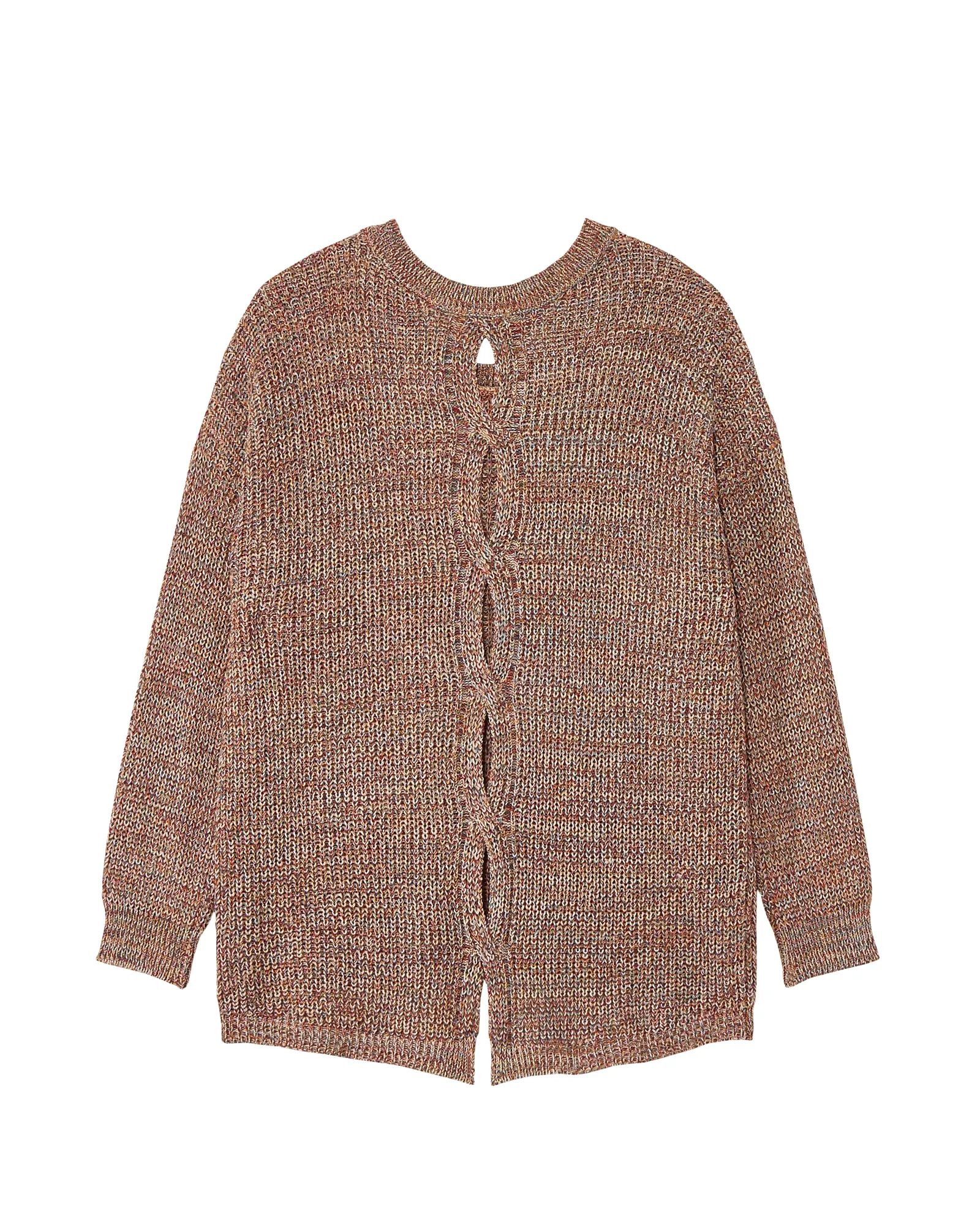 Tammy Knit Sweater With Back Detail | Pink / Tan