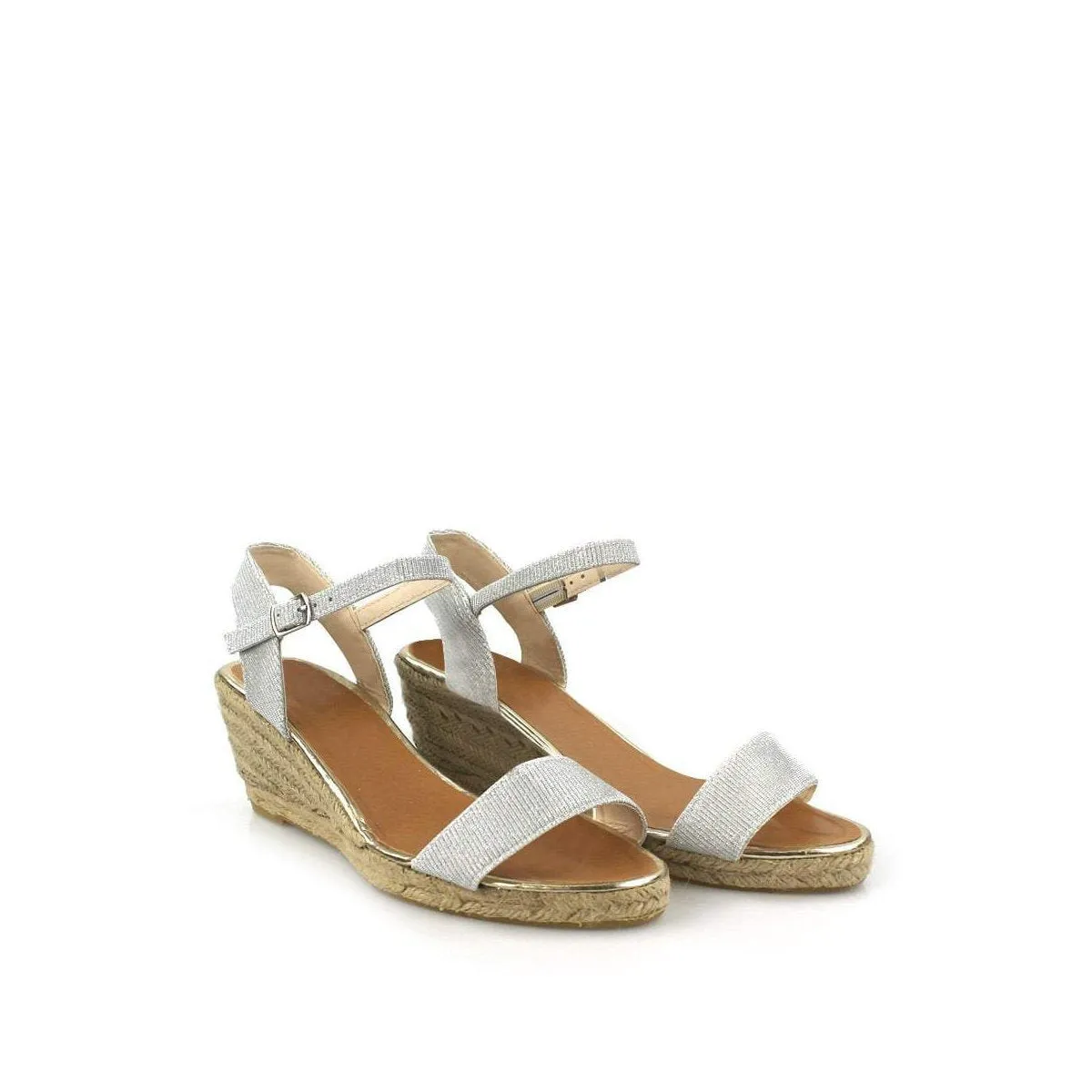 TONYA Silver Espadrille Wedge