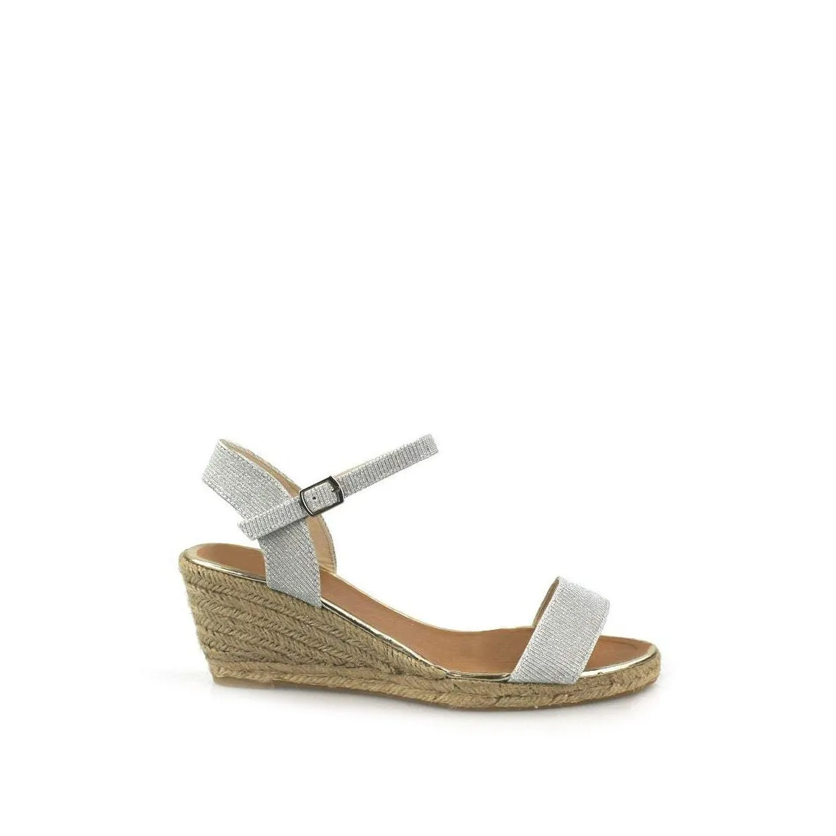 TONYA Silver Espadrille Wedge